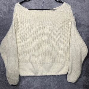 Charlotte Russe Women’s Sweater Small Cream Knit Pullover Style C8933 Cotton Ble